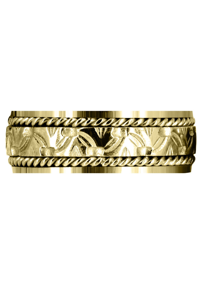 Yellow Gold Modern Mens Wedding Band | Sand Blast / High Polish Finish (Rowan)