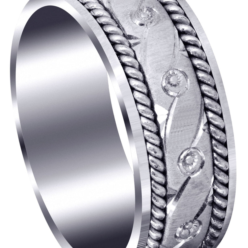 Modern Mens Wedding Band | Cross Satin Finish (Beckett)