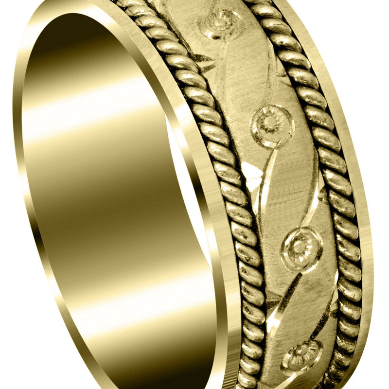 Yellow Gold Modern Mens Wedding Band | Cross Satin Finish (Beckett)