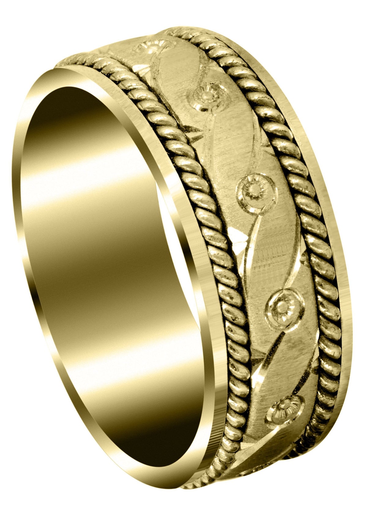 Yellow Gold Modern Mens Wedding Band | Cross Satin Finish (Beckett)