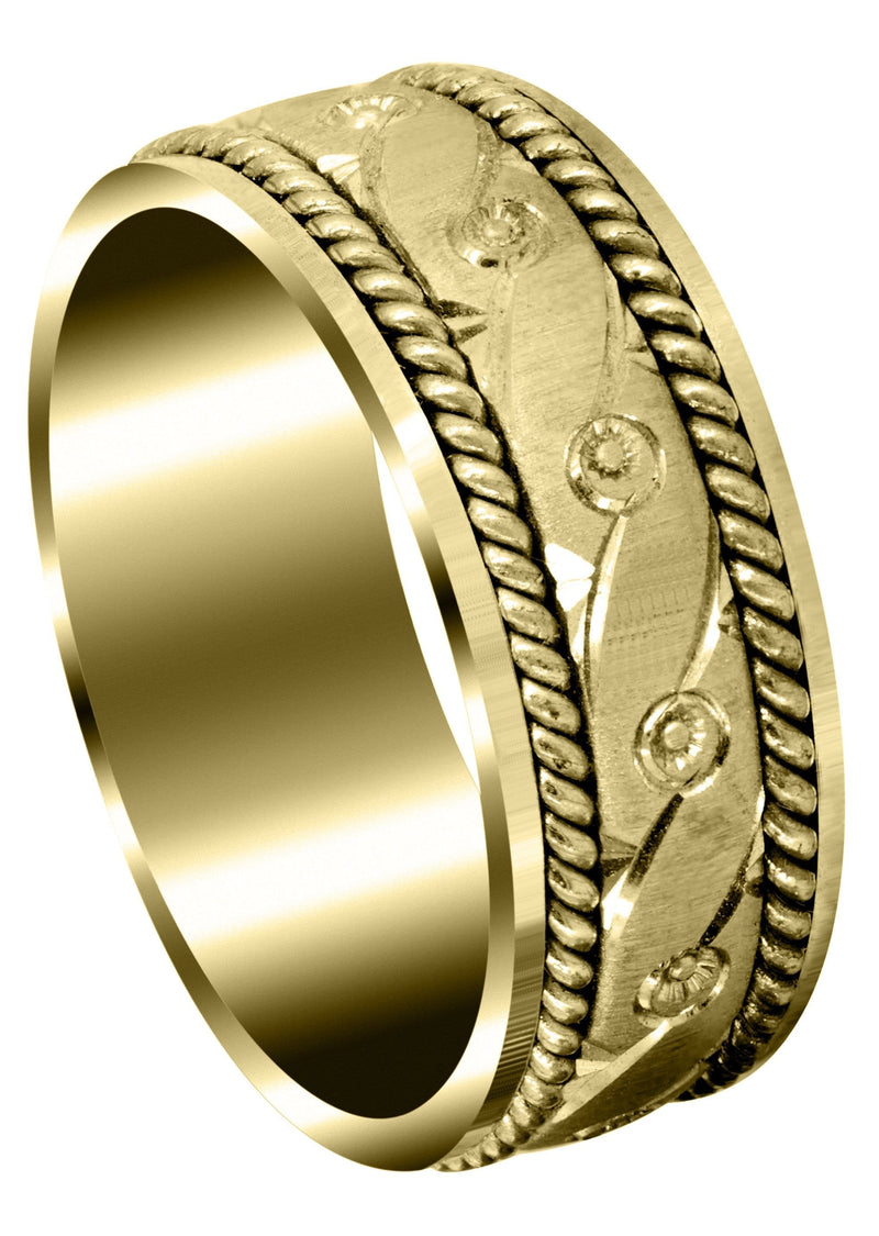 Yellow Gold Modern Mens Wedding Band | Cross Satin Finish (Beckett)