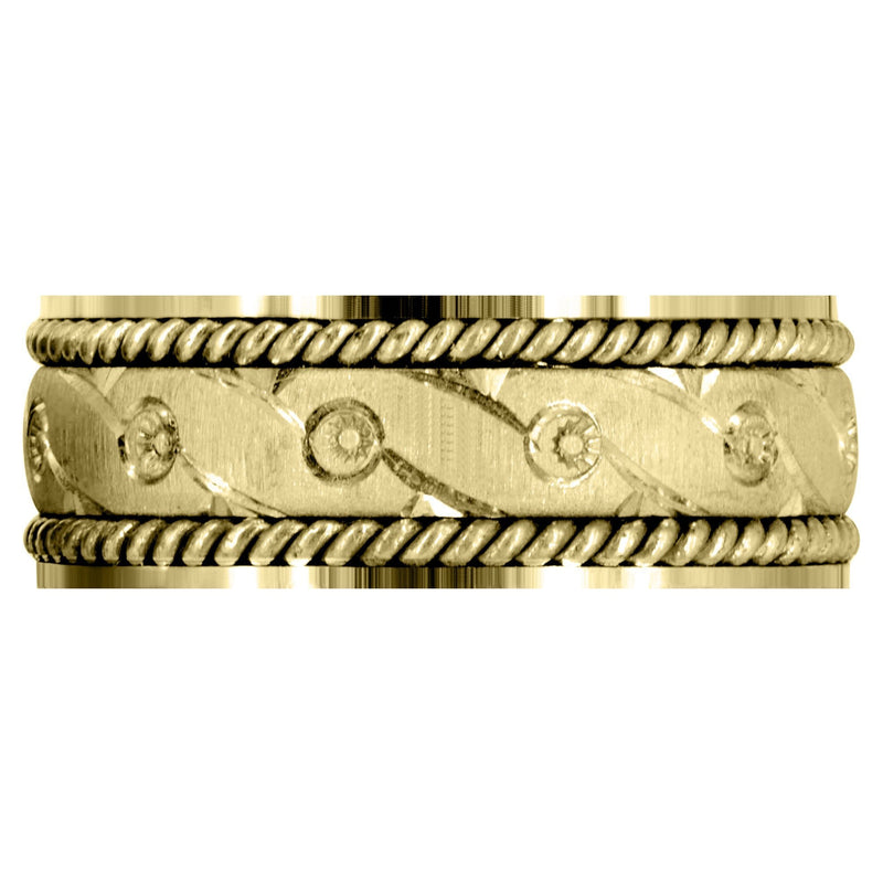 Yellow Gold Modern Mens Wedding Band | Cross Satin Finish (Beckett)