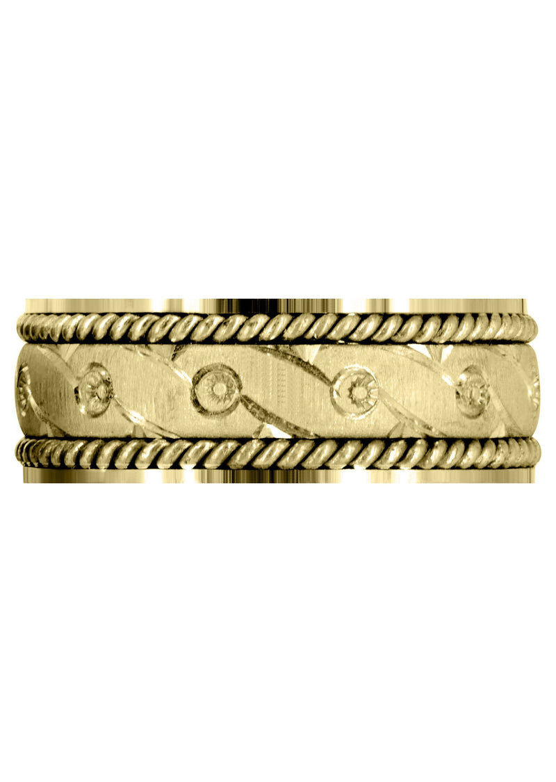 Yellow Gold Modern Mens Wedding Band | Cross Satin Finish (Beckett)