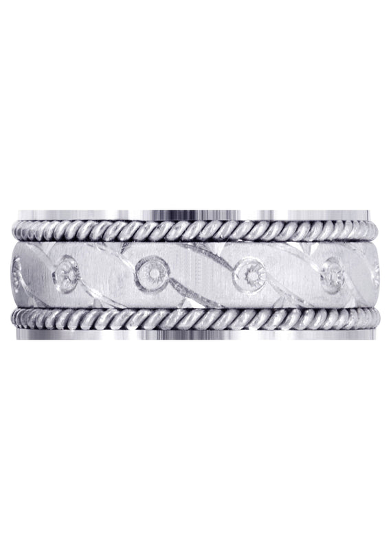 Modern Mens Wedding Band | Cross Satin Finish (Beckett)