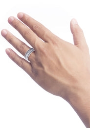 Modern Mens Wedding Band | Cross Satin Finish (Beckett)