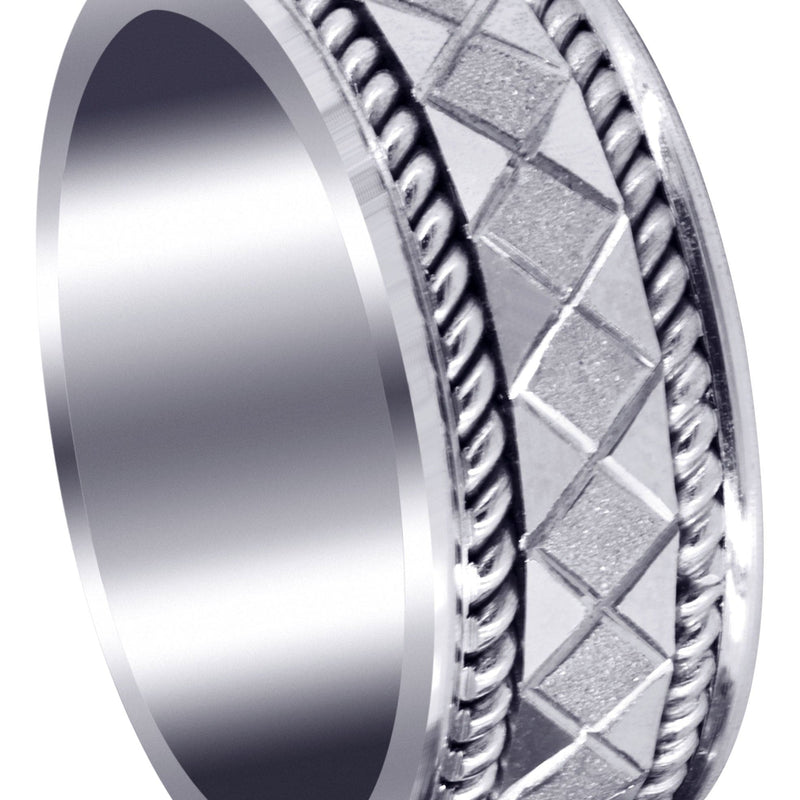 Modern Mens Wedding Band | Stone Finish Finish (Jonah)
