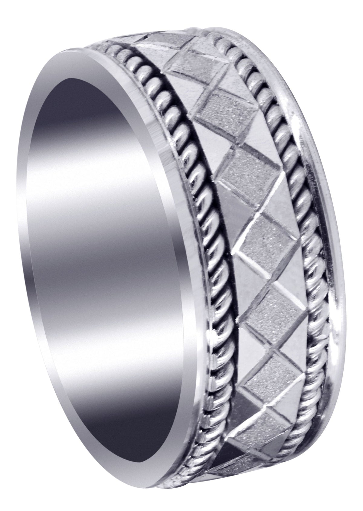 Modern Mens Wedding Band | Stone Finish Finish (Jonah)