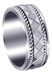 Modern Mens Wedding Band | Stone Finish Finish (Jonah)