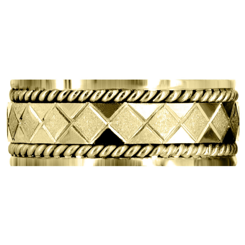 Yellow Gold Modern Mens Wedding Band | Stone Finish Finish (Jonah)