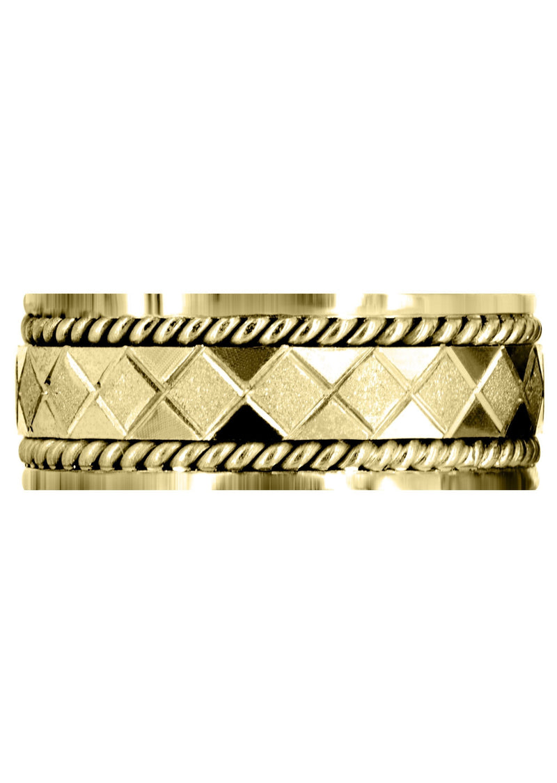 Yellow Gold Modern Mens Wedding Band | Stone Finish Finish (Jonah)
