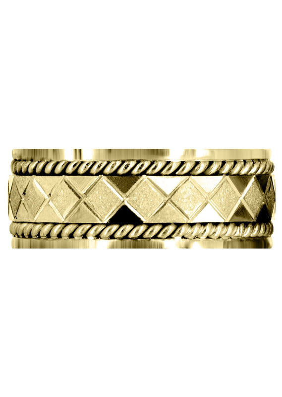 Yellow Gold Modern Mens Wedding Band | Stone Finish Finish (Jonah)