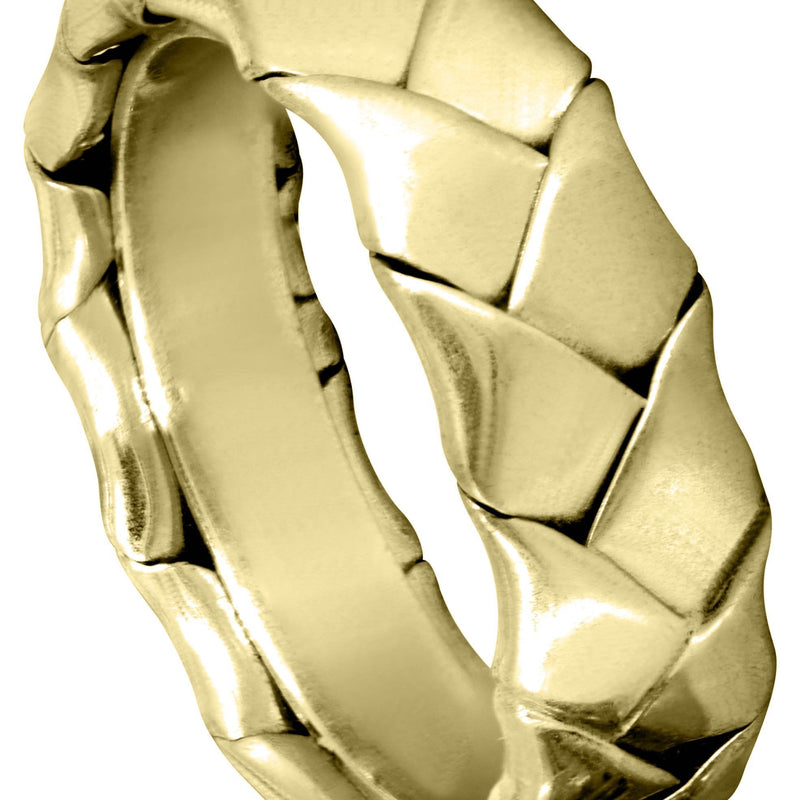 Yellow Gold Hand Woven Mens Wedding Band | High Polish Finish (Kingston)