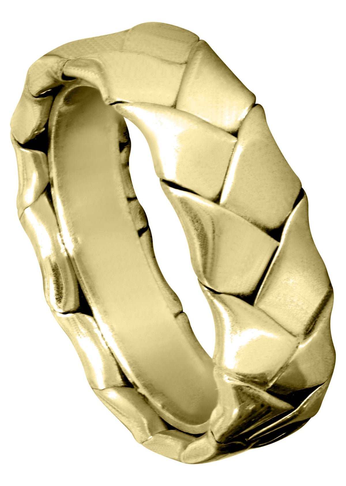 Yellow Gold Hand Woven Mens Wedding Band | High Polish Finish (Kingston)