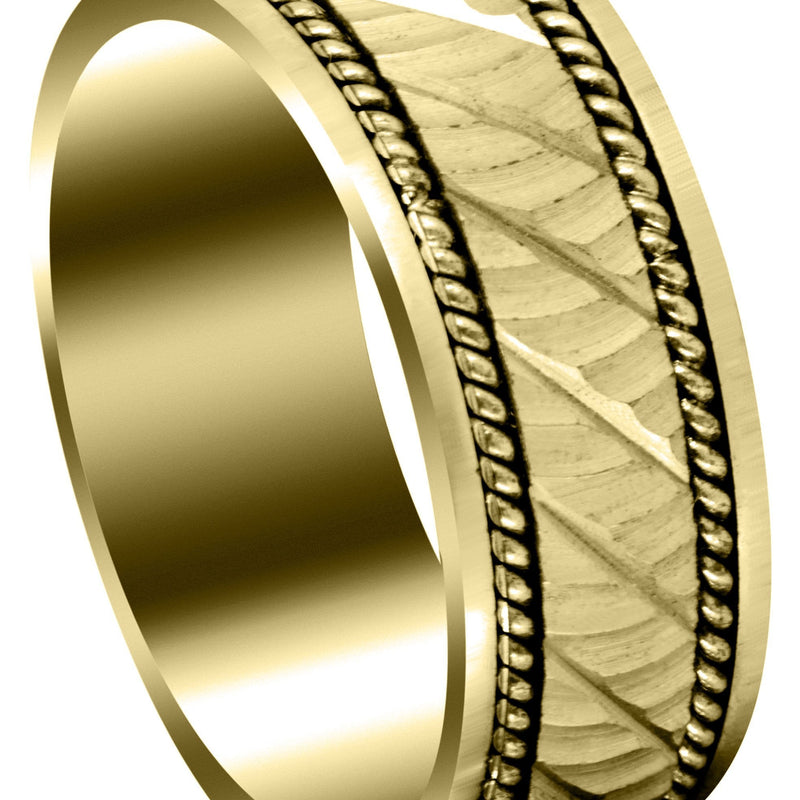 Yellow Gold Hand Woven Mens Wedding Band | Satin Finish (Ashton)
