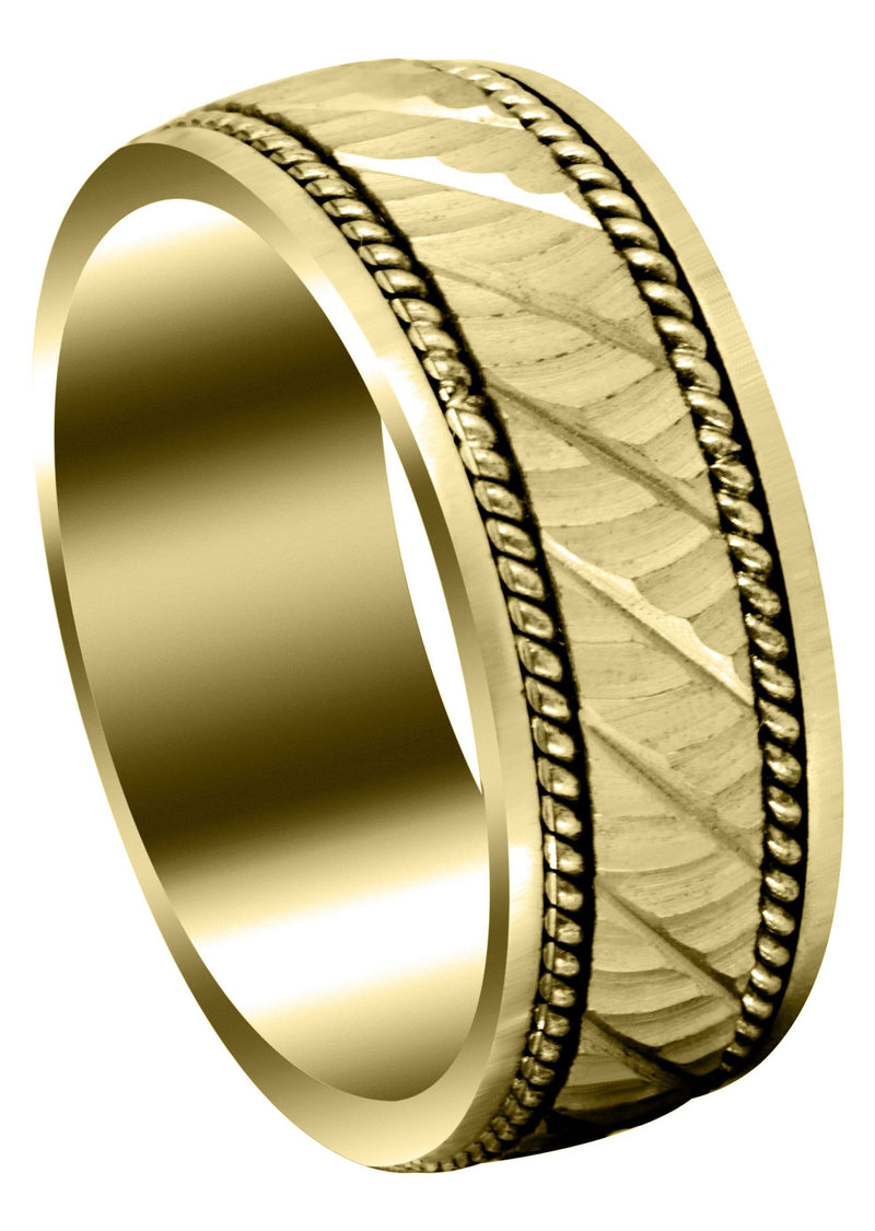 Yellow Gold Hand Woven Mens Wedding Band | Satin Finish (Ashton)