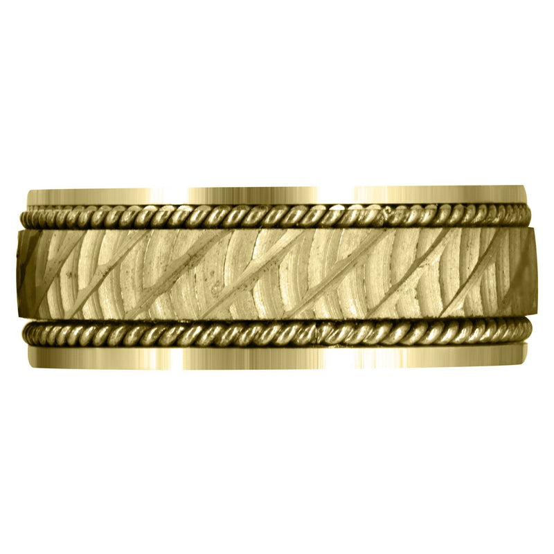 Yellow Gold Hand Woven Mens Wedding Band | Satin Finish (Ashton)