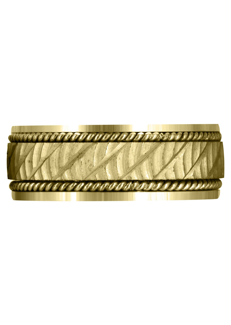 Yellow Gold Hand Woven Mens Wedding Band | Satin Finish (Ashton)