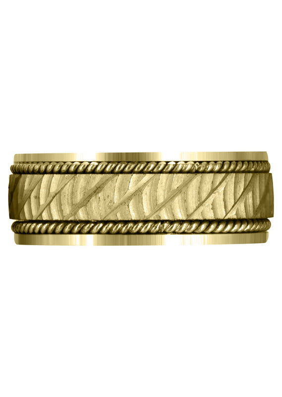 Yellow Gold Hand Woven Mens Wedding Band | Satin Finish (Ashton)
