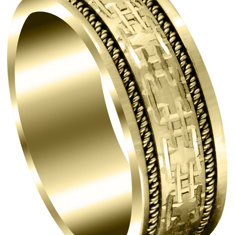 Yellow Gold Modern Mens Wedding Band | Satin Finish (Omar)