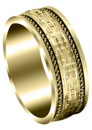 Yellow Gold Modern Mens Wedding Band | Satin Finish (Omar)