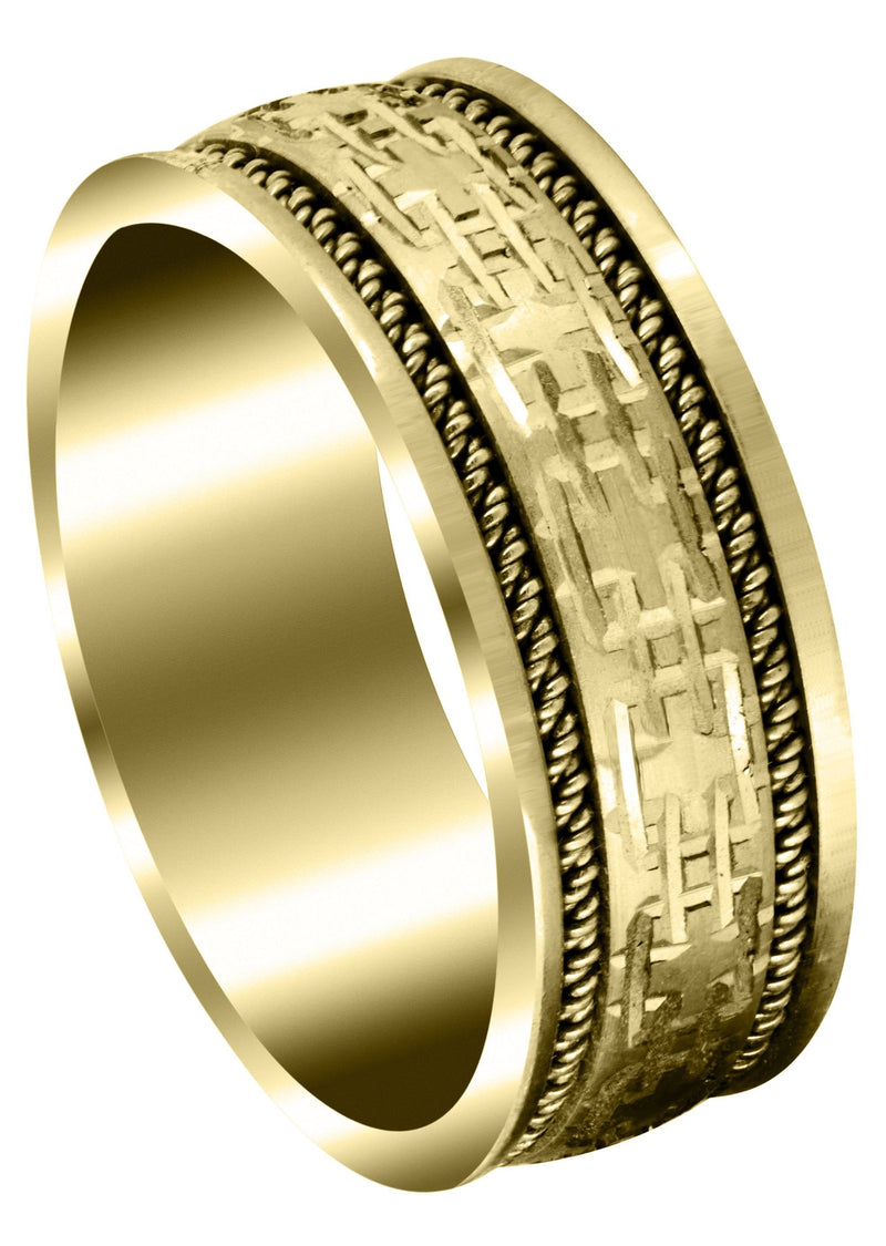 Yellow Gold Modern Mens Wedding Band | Satin Finish (Omar)
