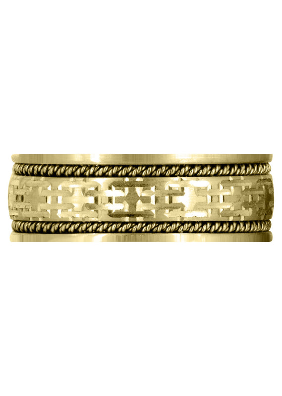 Yellow Gold Modern Mens Wedding Band | Satin Finish (Omar)