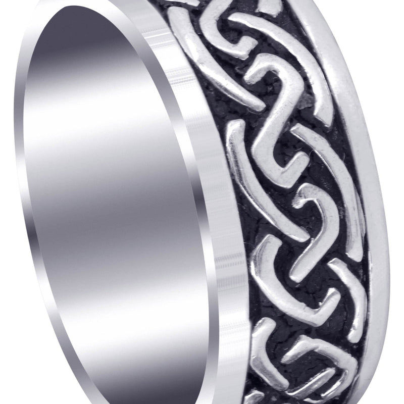 Celtic Mens Wedding Band | Sand Blast / High Polish Finish (Kaiden)