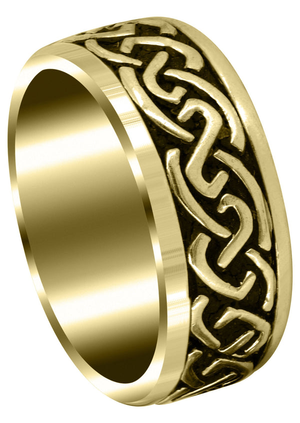 Yellow Gold Celtic Mens Wedding Band | Sand Blast / High Polish Finish (Kaiden)
