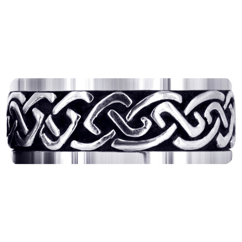 Celtic Mens Wedding Band | Sand Blast / High Polish Finish (Kaiden)