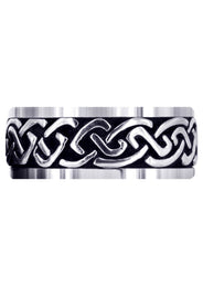 Celtic Mens Wedding Band | Sand Blast / High Polish Finish (Kaiden)