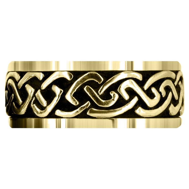 Yellow Gold Celtic Mens Wedding Band | Sand Blast / High Polish Finish (Kaiden)