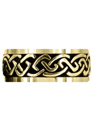 Yellow Gold Celtic Mens Wedding Band | Sand Blast / High Polish Finish (Kaiden)