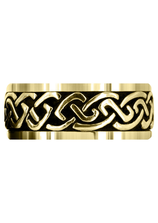 Yellow Gold Celtic Mens Wedding Band | Sand Blast / High Polish Finish (Kaiden)