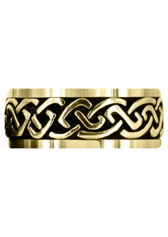 Yellow Gold Celtic Mens Wedding Band | Sand Blast / High Polish Finish (Kaiden)