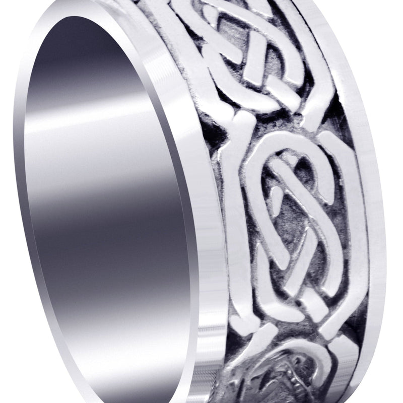 Celtic Mens Wedding Band | Sand Blast / High Polish Finish (Emmett)