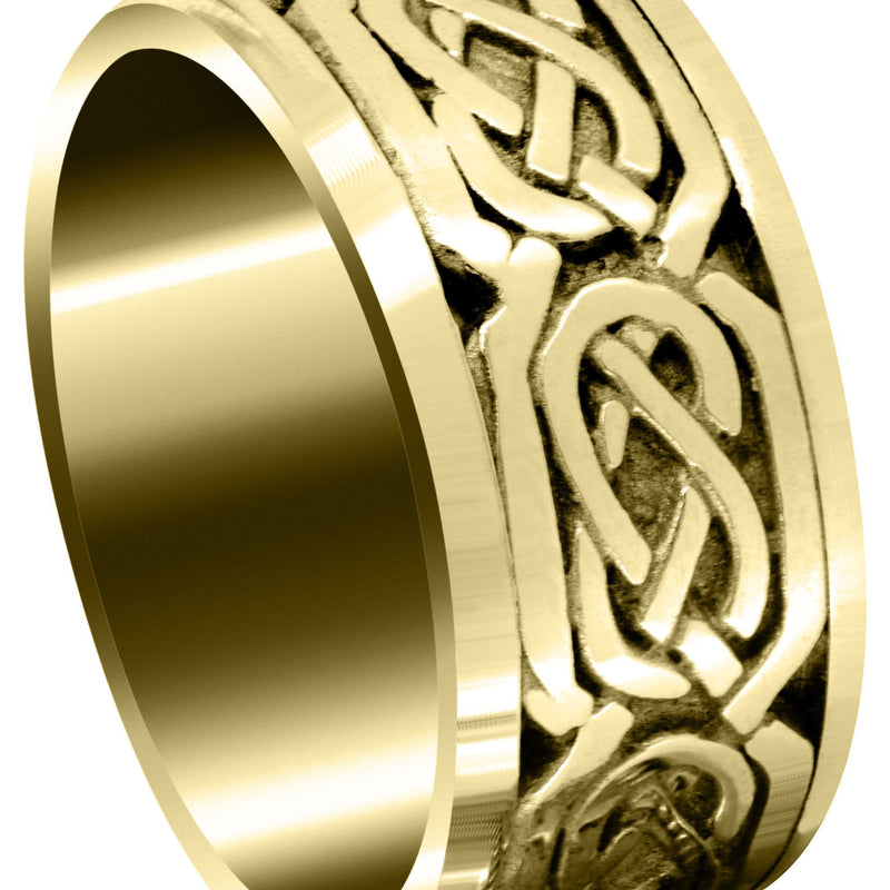Yellow Gold Celtic Mens Wedding Band | Sand Blast / High Polish Finish (Emmett)