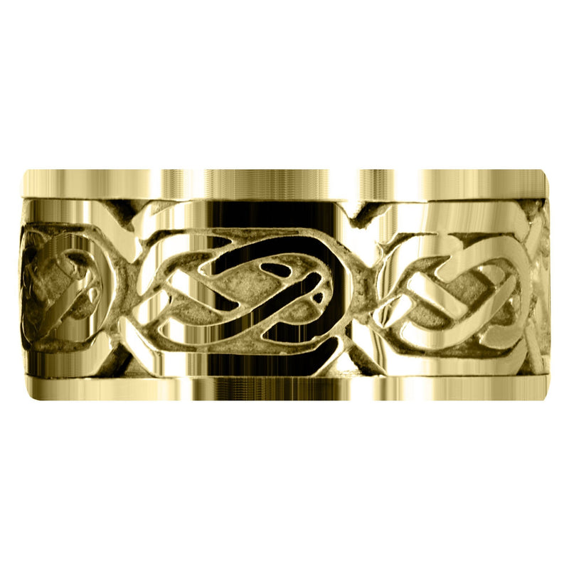 Yellow Gold Celtic Mens Wedding Band | Sand Blast / High Polish Finish (Emmett)