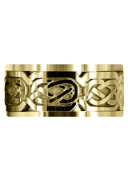 Yellow Gold Celtic Mens Wedding Band | Sand Blast / High Polish Finish (Emmett)