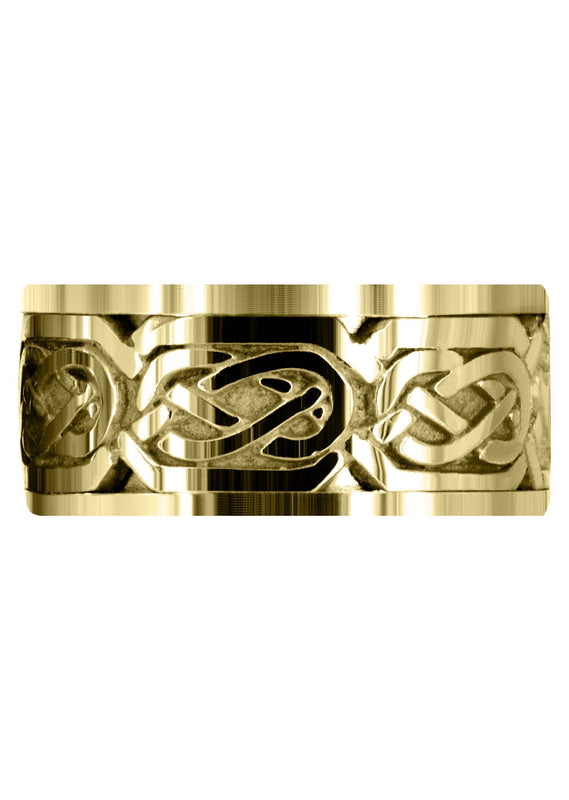 Yellow Gold Celtic Mens Wedding Band | Sand Blast / High Polish Finish (Emmett)