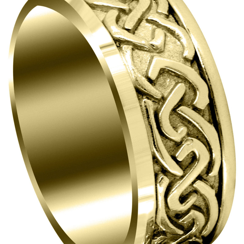 Yellow Gold Celtic Mens Wedding Band | Sand Blast / High Polish Finish (Ivan)
