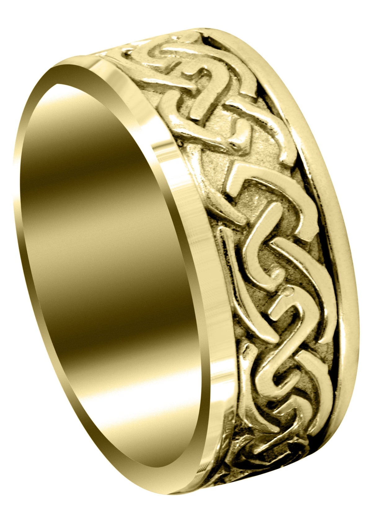 Yellow Gold Celtic Mens Wedding Band | Sand Blast / High Polish Finish (Ivan)