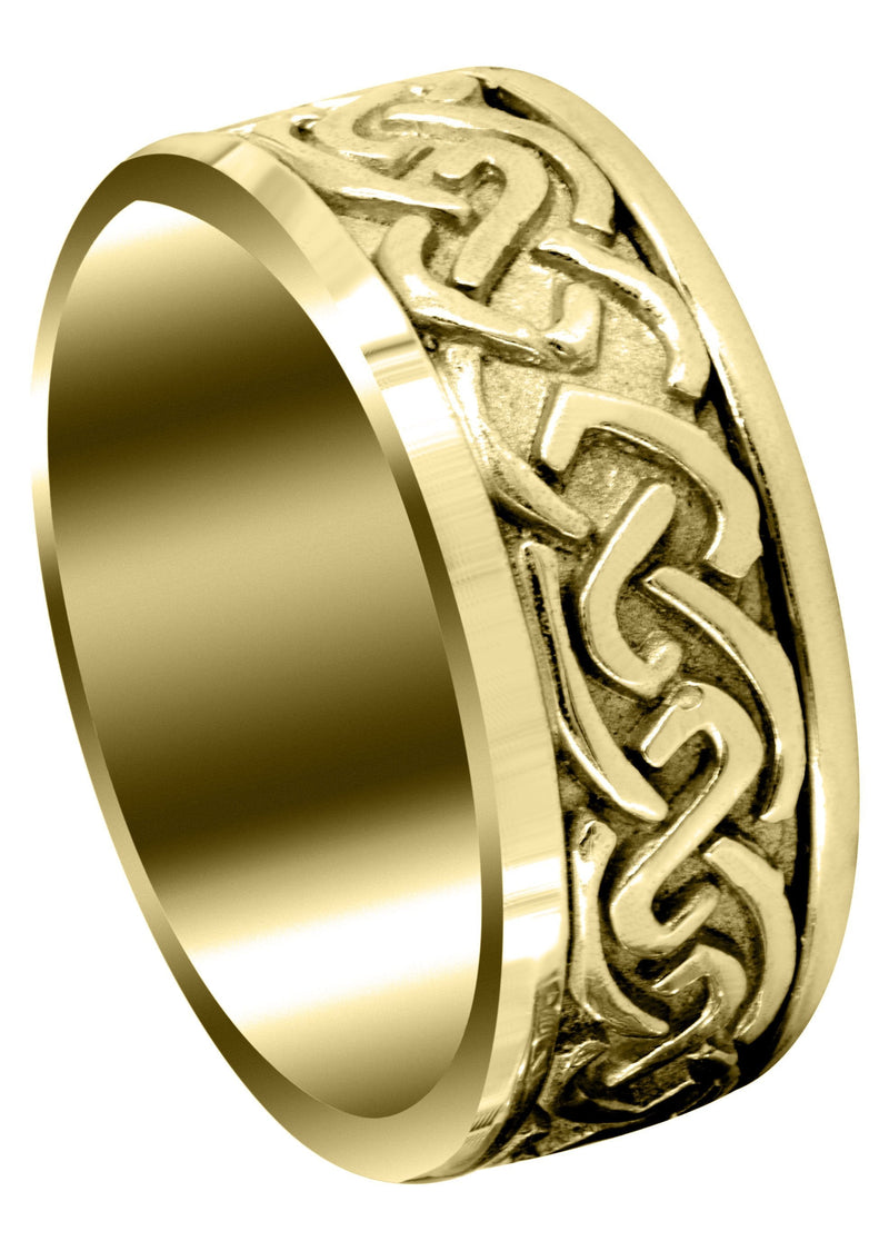 Yellow Gold Celtic Mens Wedding Band | Sand Blast / High Polish Finish (Ivan)