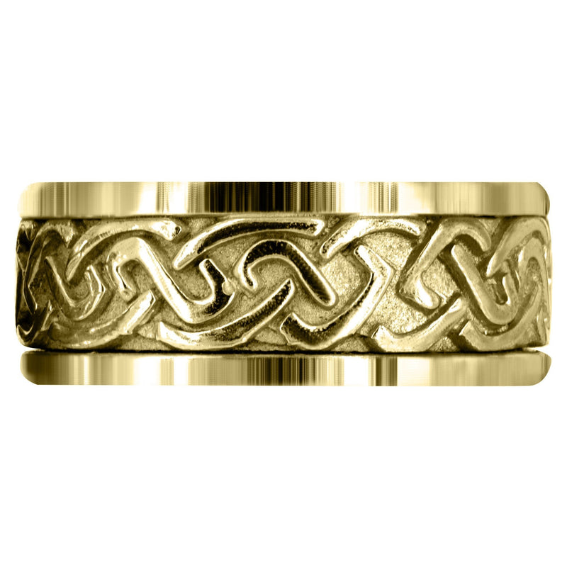 Yellow Gold Celtic Mens Wedding Band | Sand Blast / High Polish Finish (Ivan)