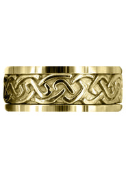 Yellow Gold Celtic Mens Wedding Band | Sand Blast / High Polish Finish (Ivan)