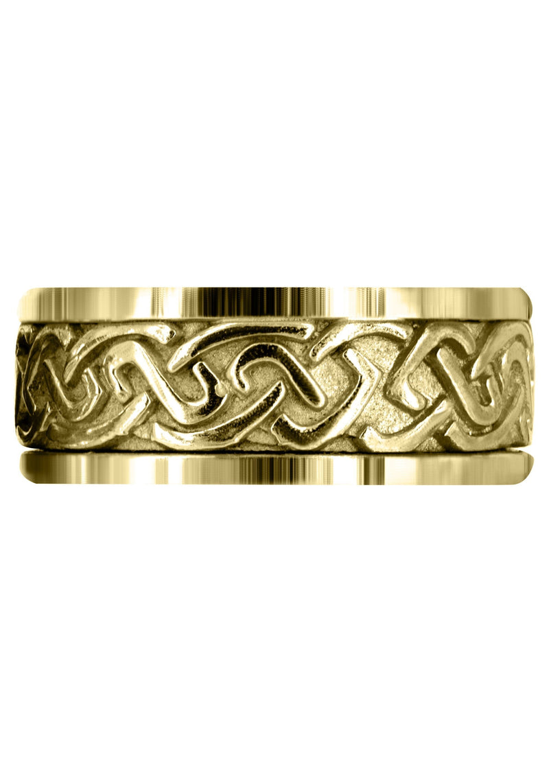 Yellow Gold Celtic Mens Wedding Band | Sand Blast / High Polish Finish (Ivan)