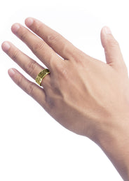 Yellow Gold Celtic Mens Wedding Band | Sand Blast / High Polish Finish (Ivan)