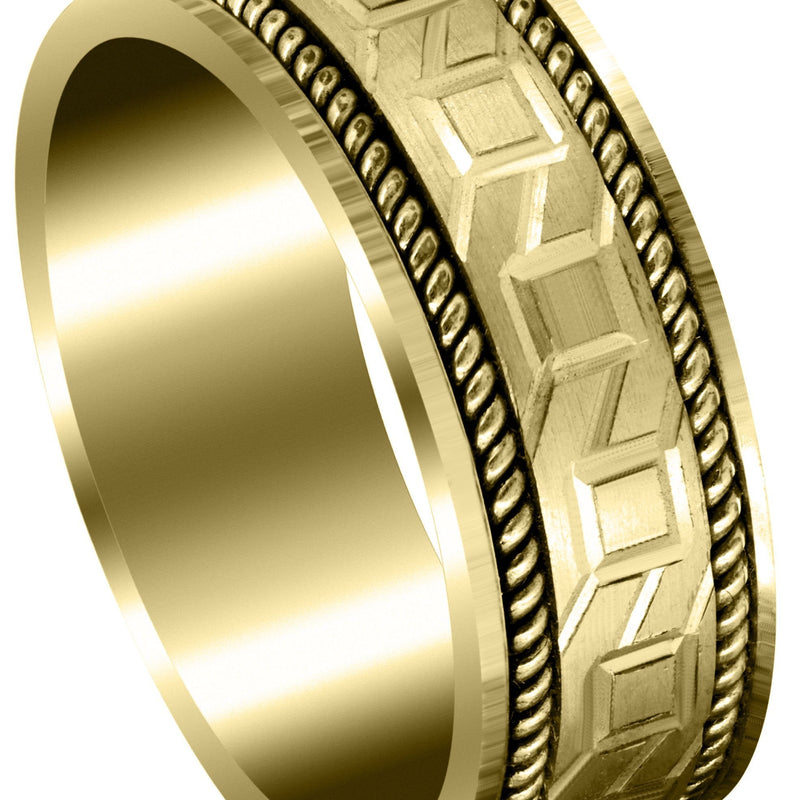 Yellow Gold Modern Mens Wedding Band | Satin Finish (Lorenzo)