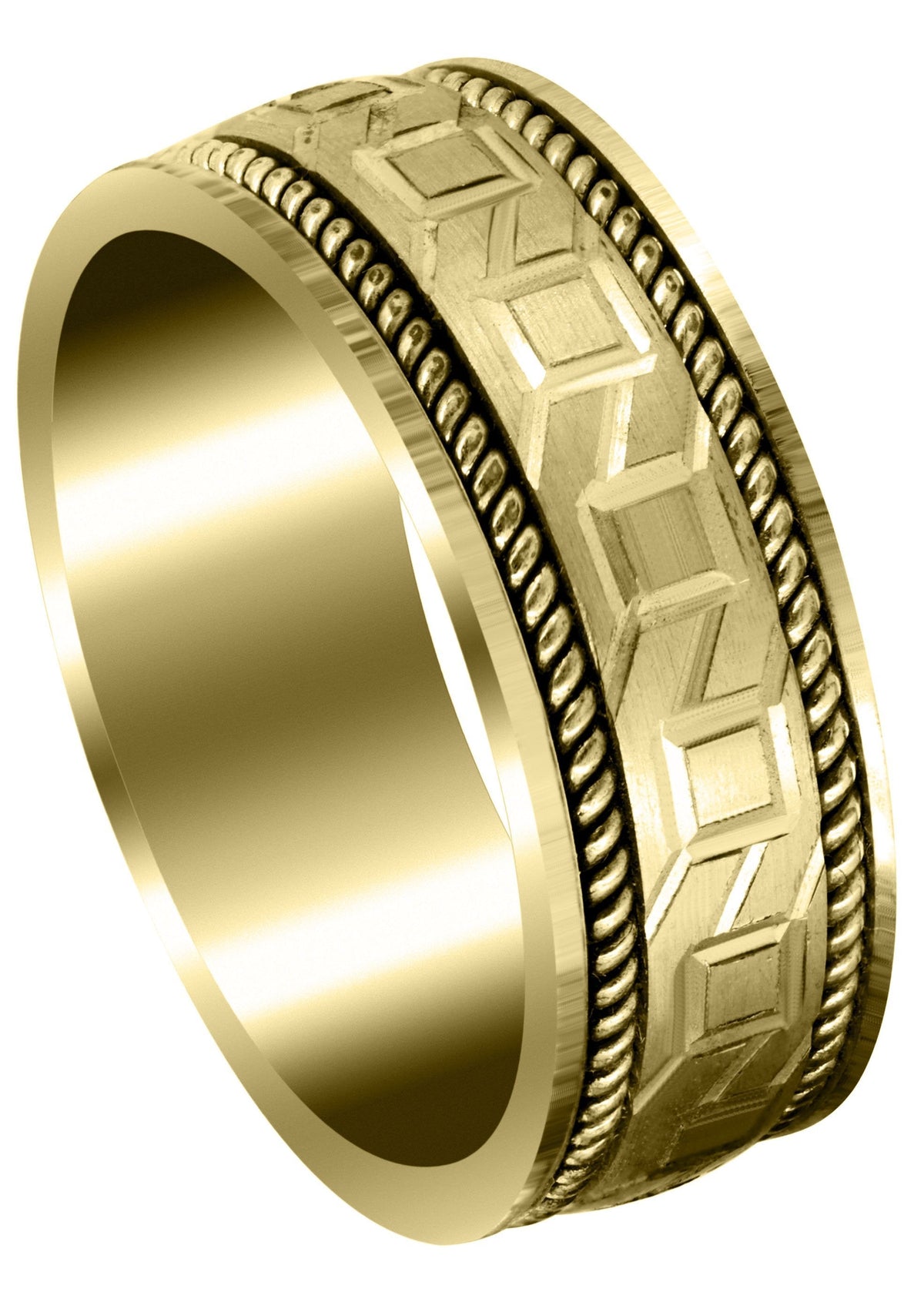 Yellow Gold Modern Mens Wedding Band | Satin Finish (Lorenzo)