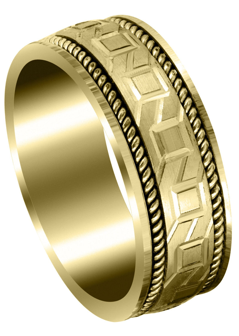 Yellow Gold Modern Mens Wedding Band | Satin Finish (Lorenzo)
