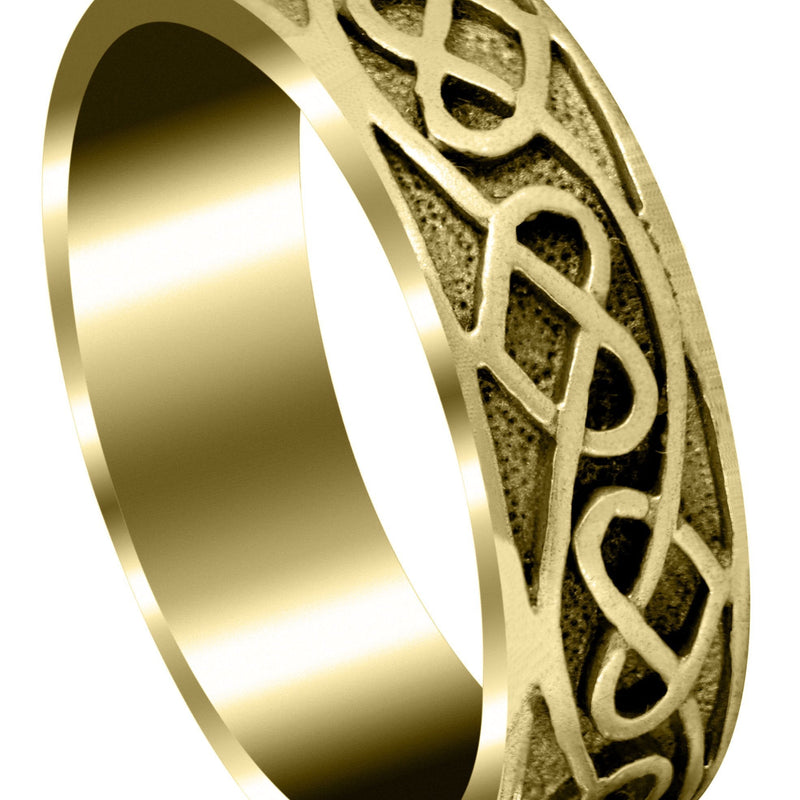 Yellow Gold Unique Mens Wedding Band | Sand Blast / High Polish Finish (Jasper)
